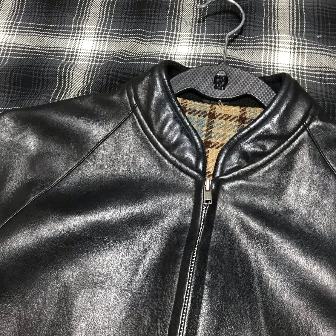 80-90s 재팬 일본산 소가죽 레더 블루종 상품이미지2