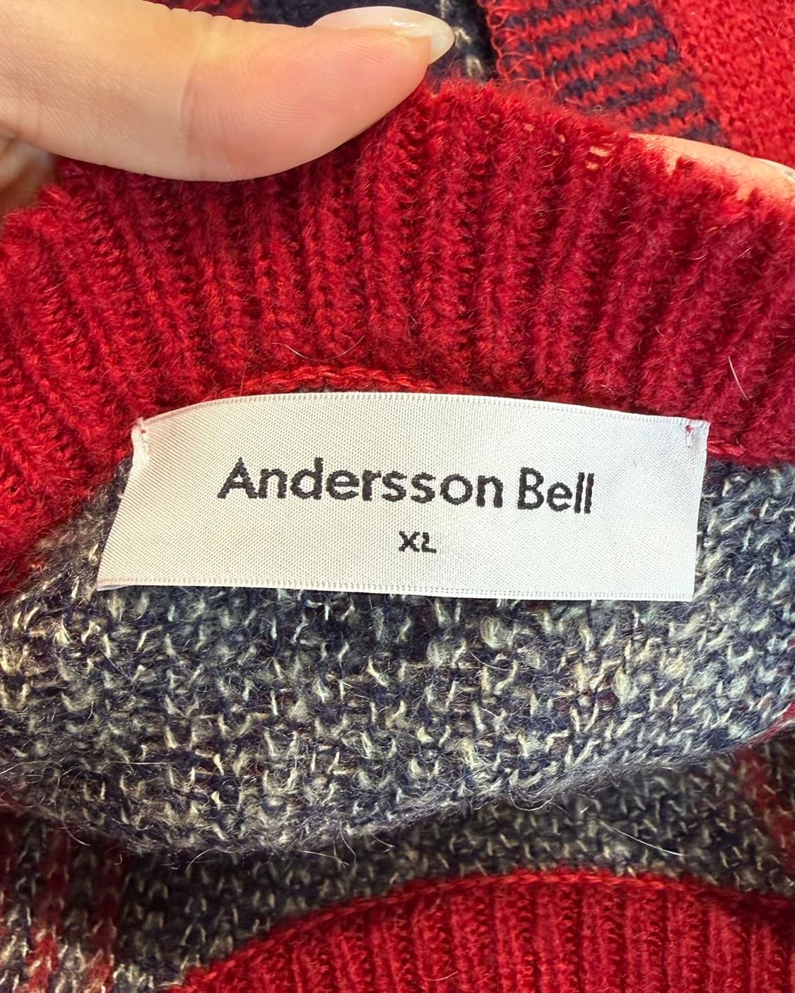 앤더슨벨 레드 어쉬매트리 체크 크루넥 니트  상품이미지8