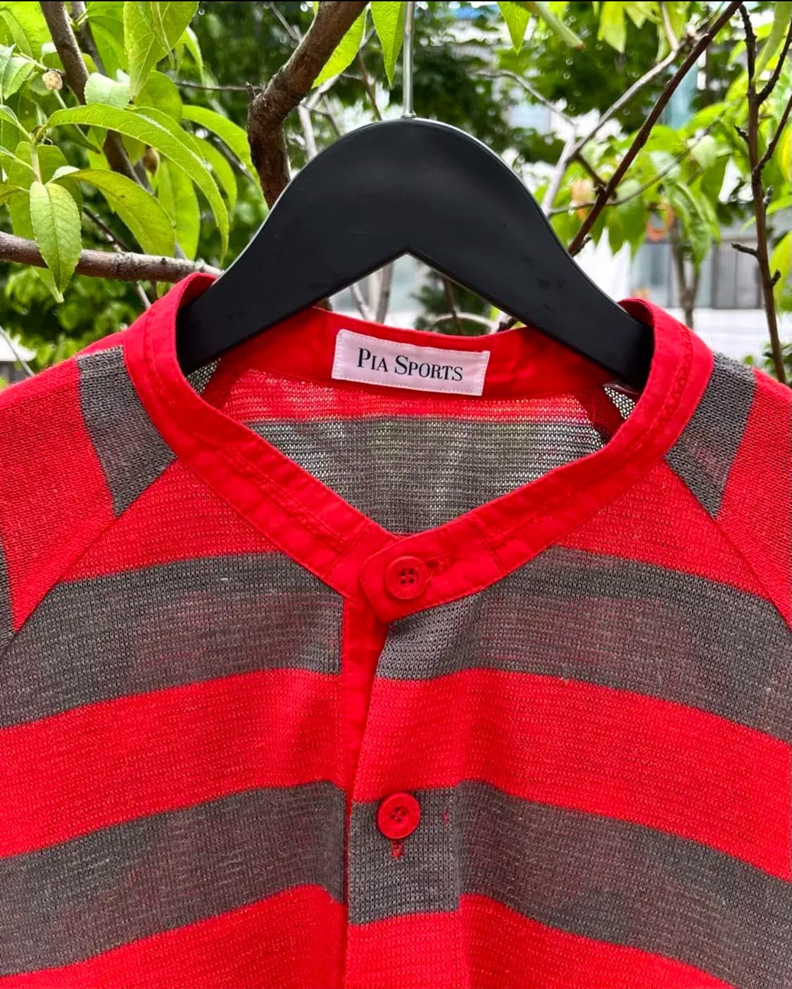90s PIA SPORTS 일본 빈티지 레드 스트라이 프 반팔 써머 니트 상품이미지3
