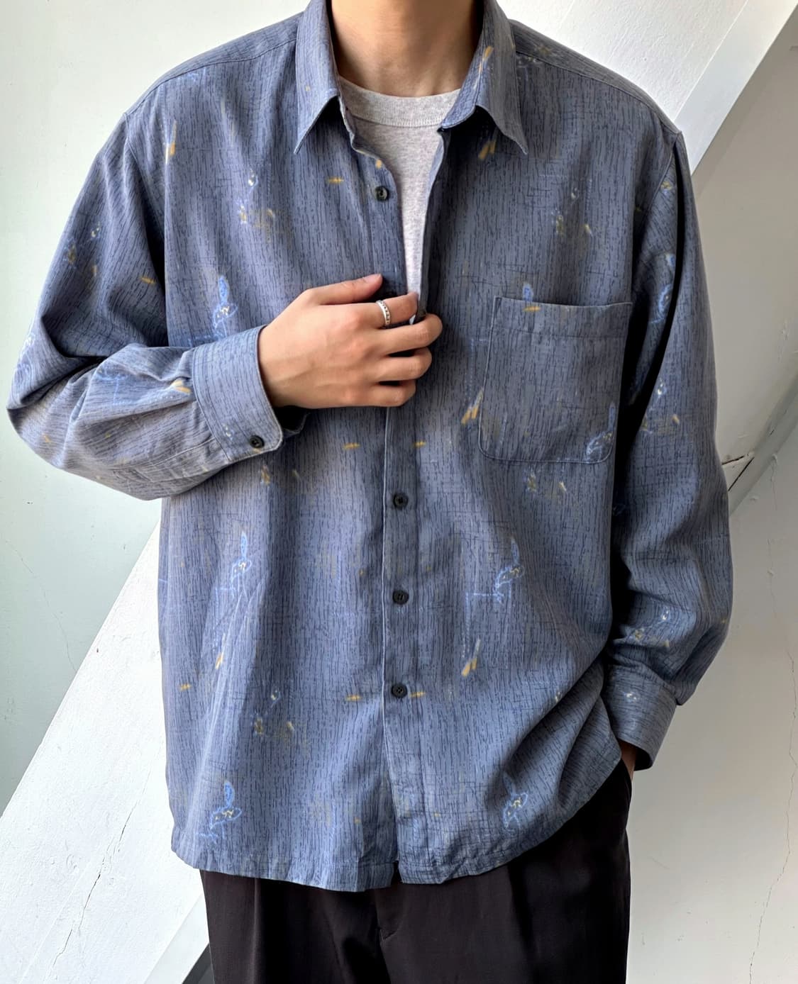 Design pattern fabric L/S shirt 상품이미지7