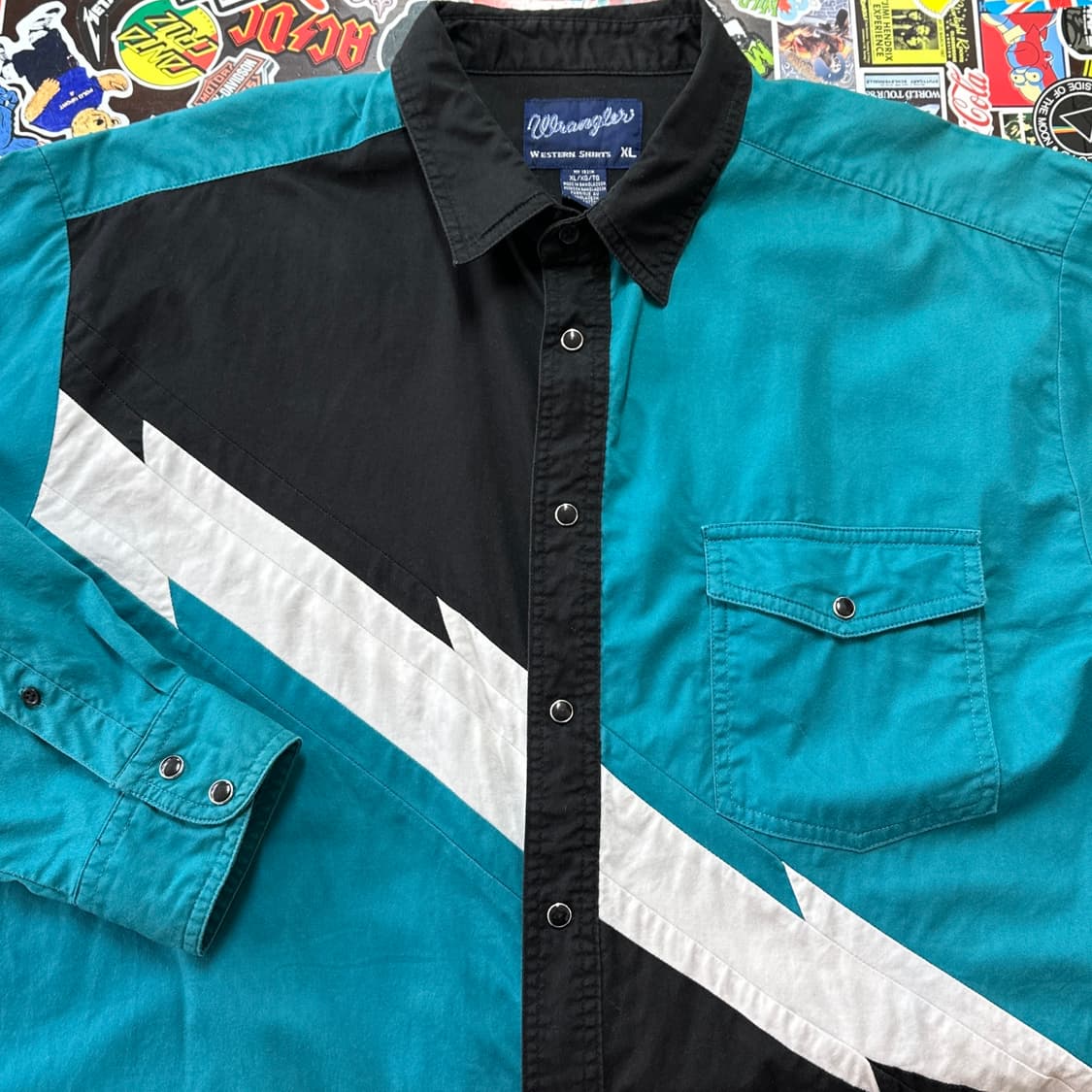 랭글러 라이트닝 컬러블록 웨스턴 셔츠 XL 상품이미지3