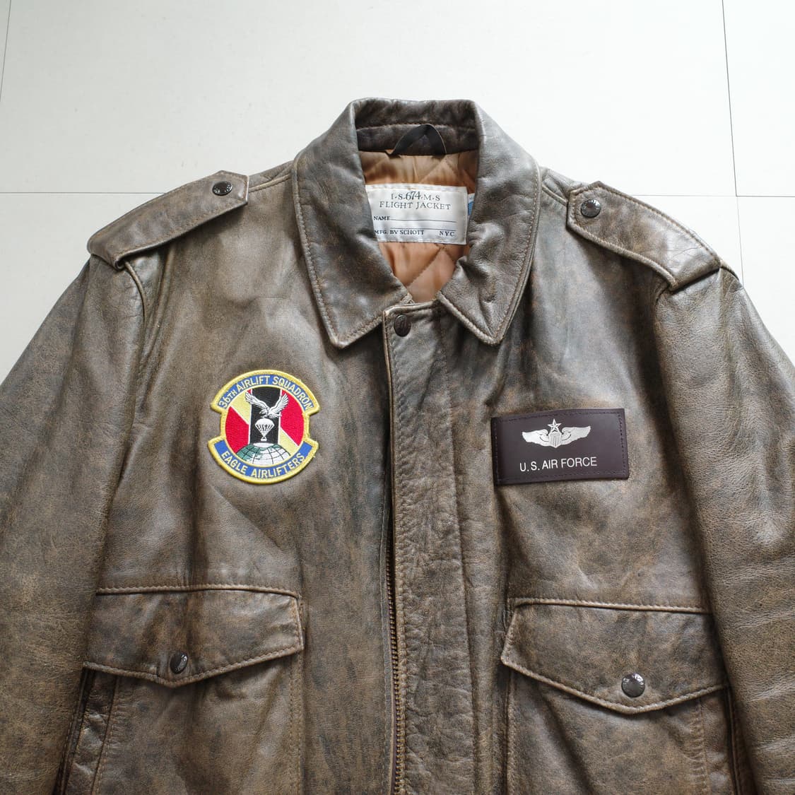 80s 쇼트 SCHOTT I.S.674 A2 플라이트 레더자켓 USA 상품이미지2