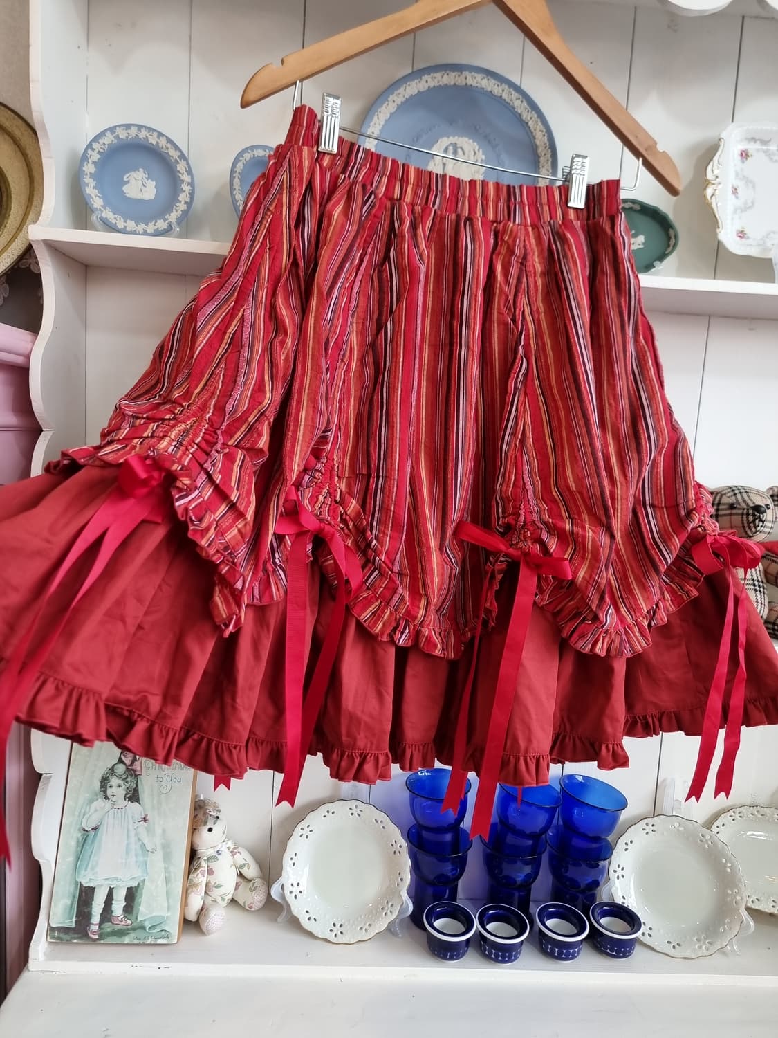 레드 스트라이프 리본 캉캉 스커트 상품이미지6