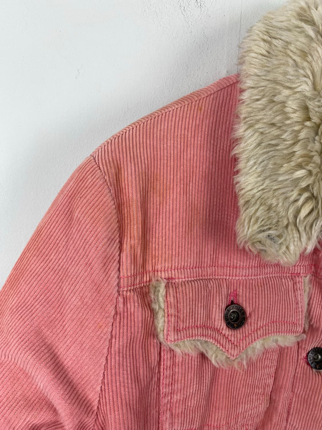 리바이스 코듀로이 핑크 쉐르파 양털 트러커 자켓 M 상품이미지5