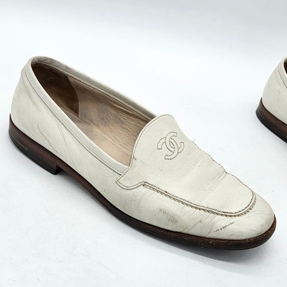 샤넬 90s 빈티지 우먼스 CC로고 로퍼 화이트 (36 1/2) 상품이미지6