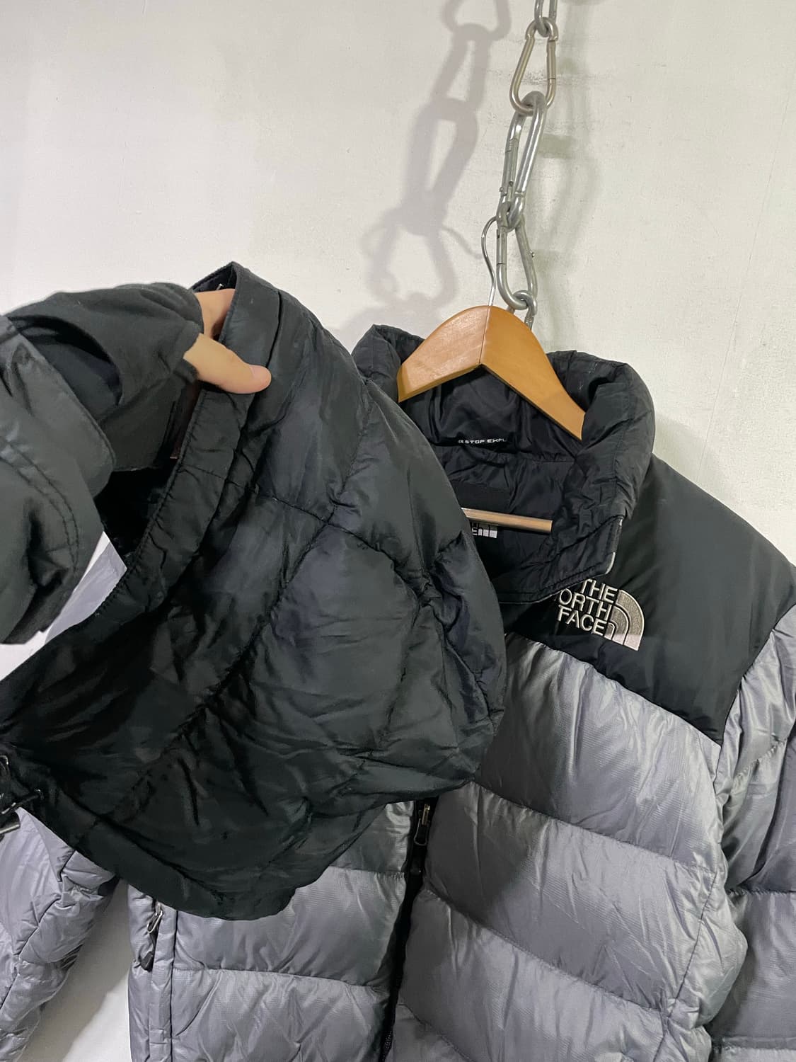 노스페이스 눕시 패딩 95-100 사이즈 그레이 희귀 색상 상품이미지10