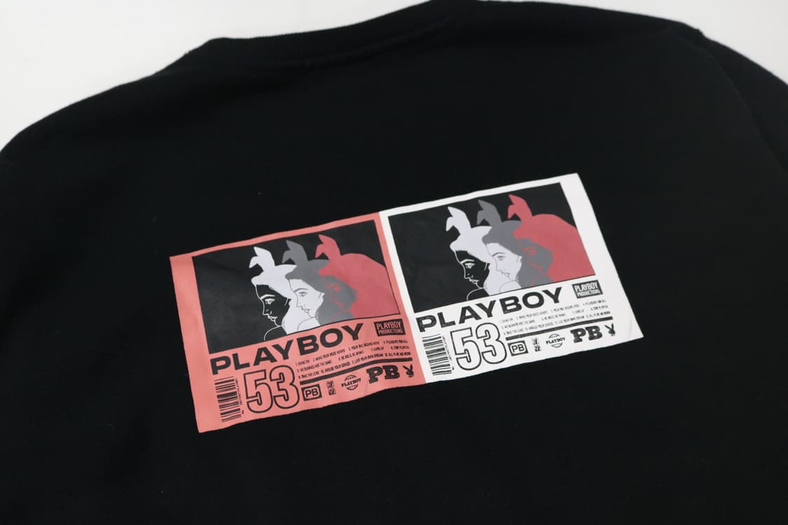 PLAYBOY 플레이보이 백프린팅 블랙 맨투맨 (L) 상품이미지4