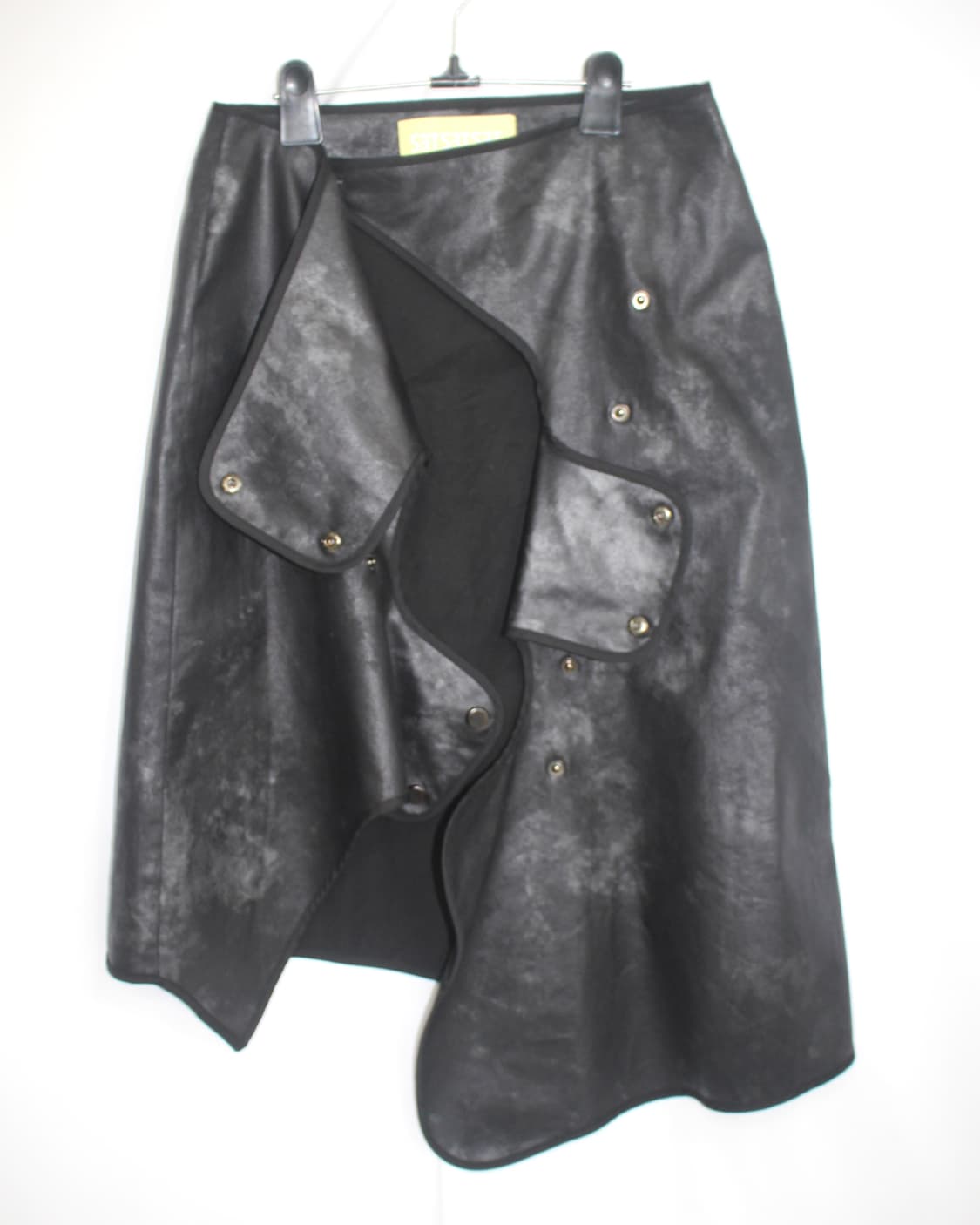 Stone washing block button leather skirt 상품이미지6