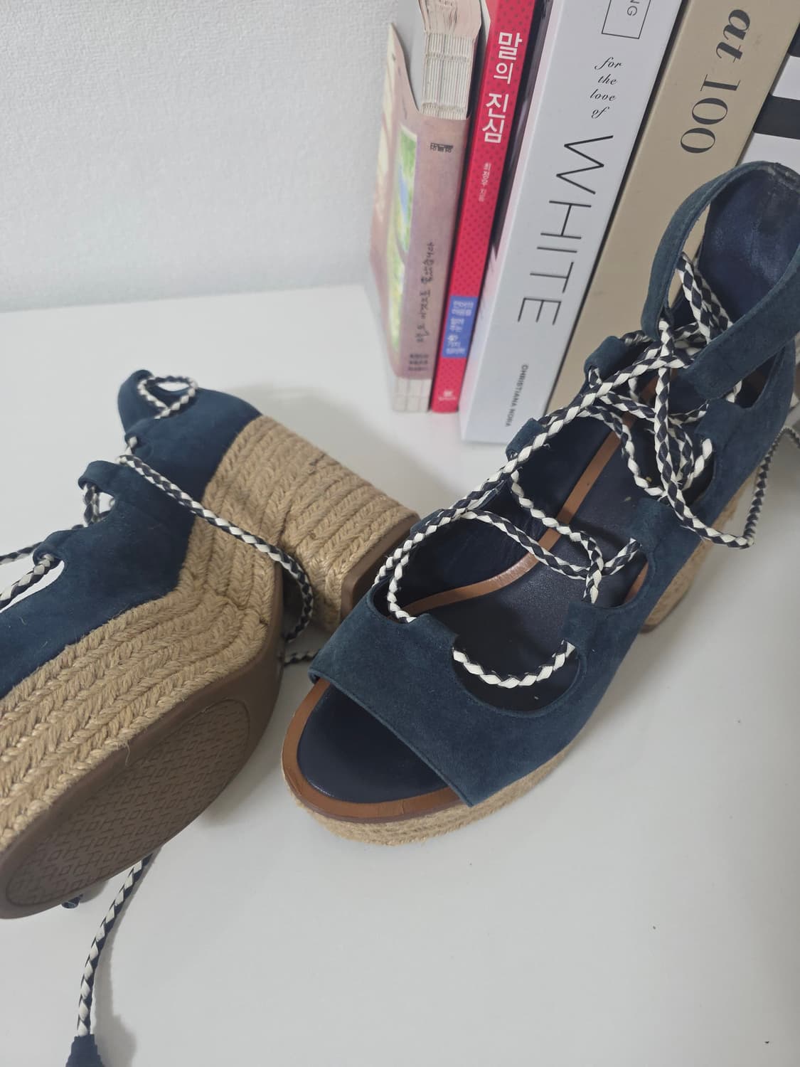 토리버치 에스파드류 웨지 샌들 블루 240 (US7) 10cm 상품이미지4