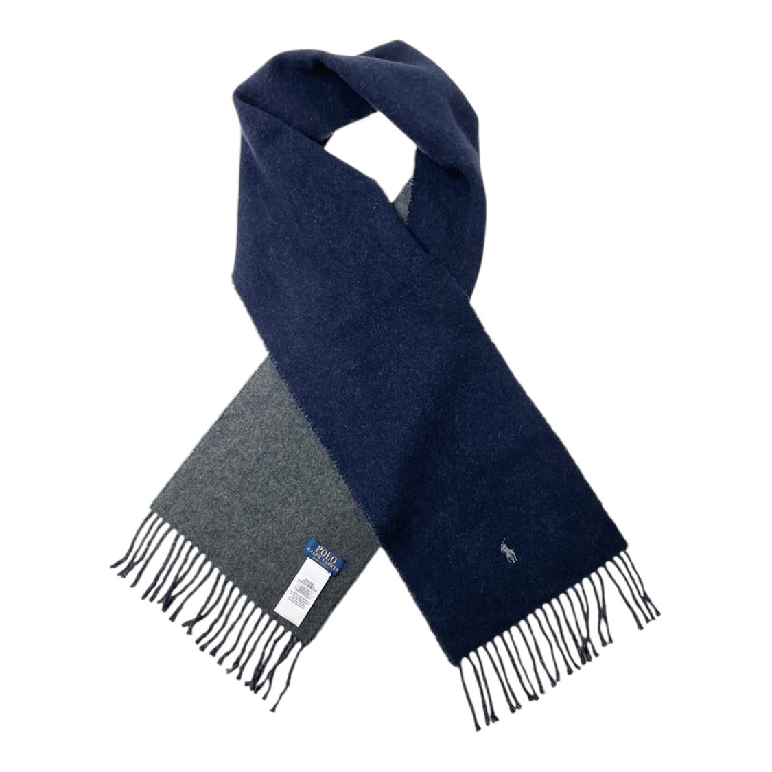 [중고] 폴로 랄프로렌 네이비/회색 이태리 울 머플러 상품이미지1