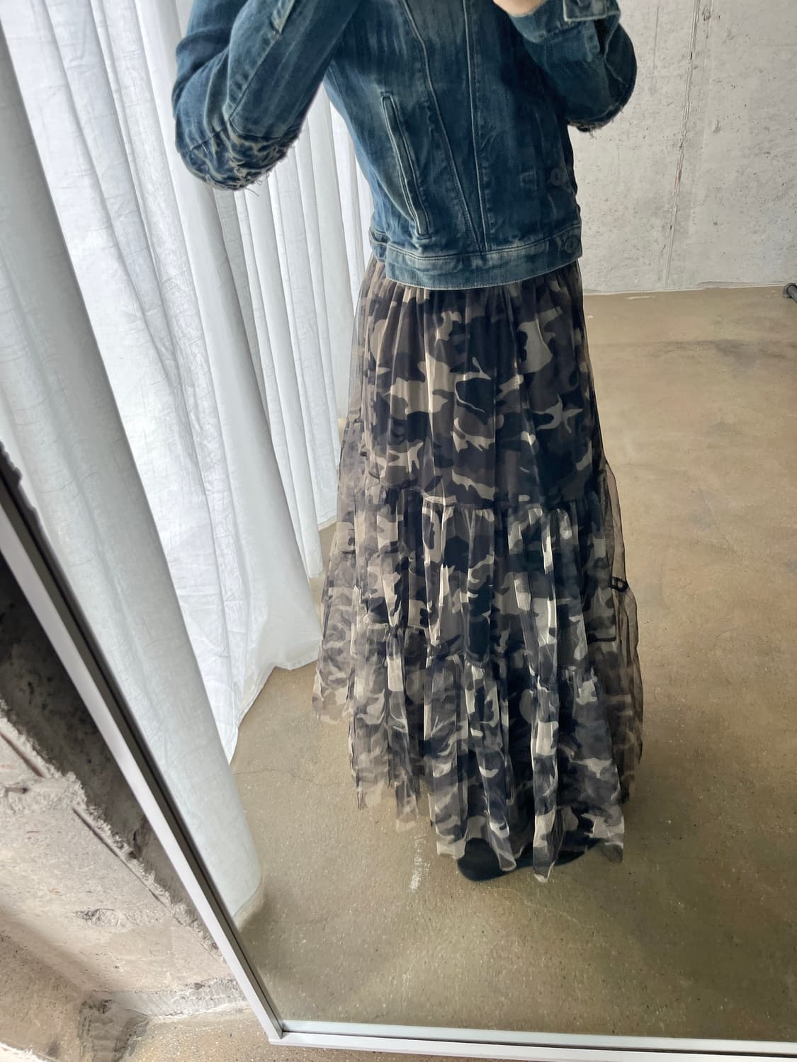 카모플라쥬 더블 튤 롱 스커트 상품이미지3
