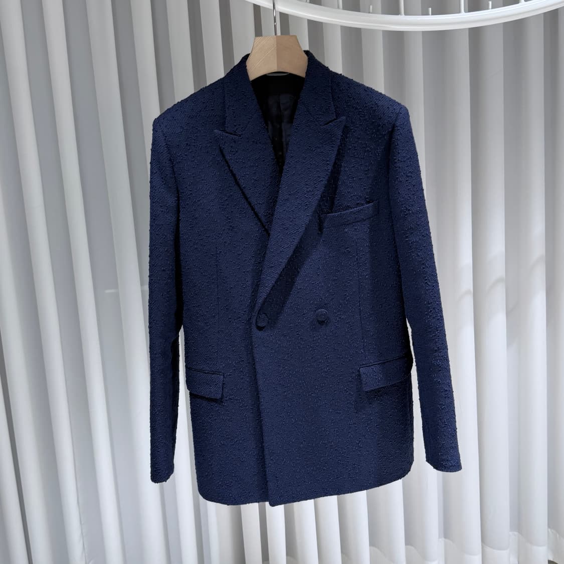 52 / 디올 블루 울 코튼 블렌드 더블 브레스티드 자켓 상품이미지3