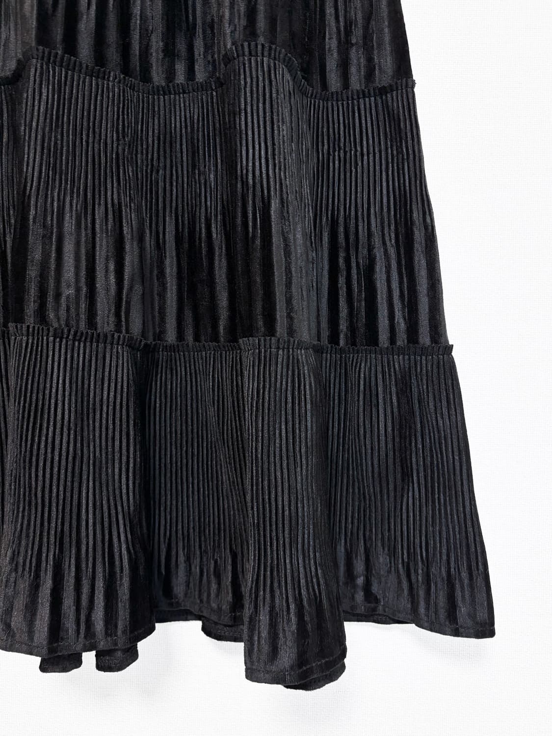 Corduroy Pleats Long Skirt - Black 상품이미지6