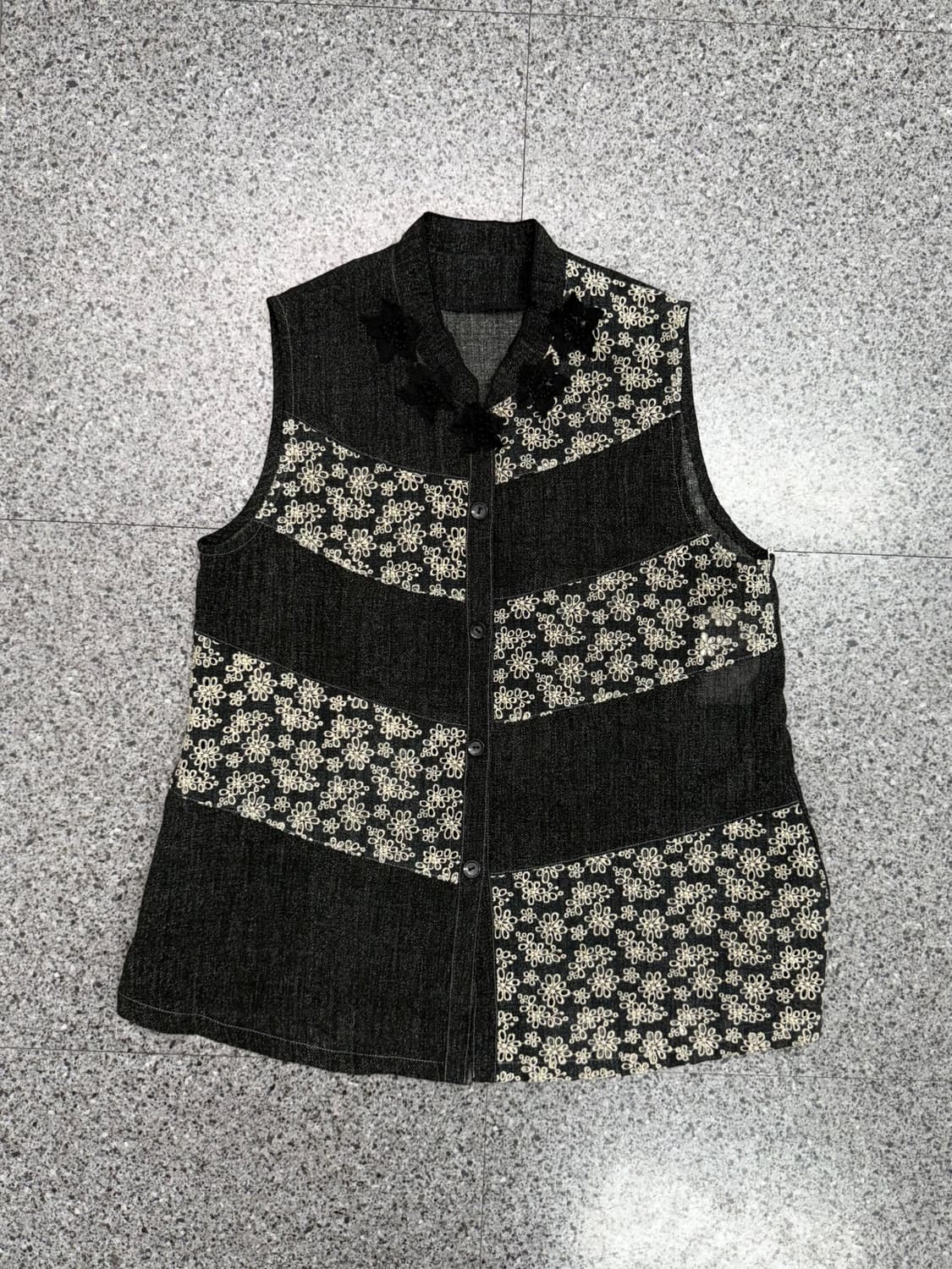 vintage oriental floral patchwork vest   상품이미지3