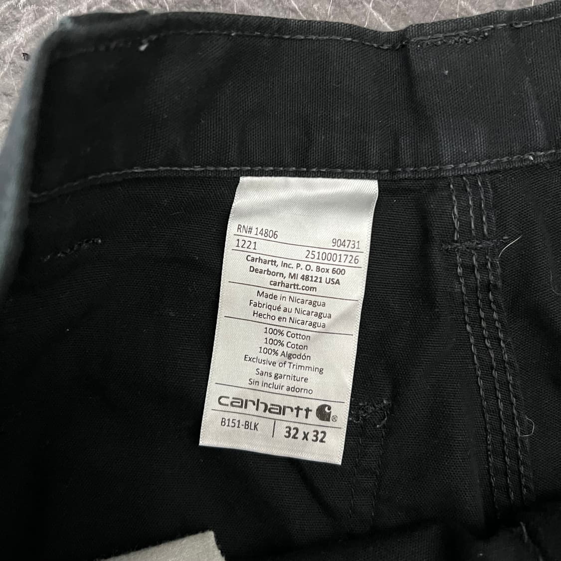 칼하트 로고 B151 카펜터 워크 팬츠 블랙 상품이미지6