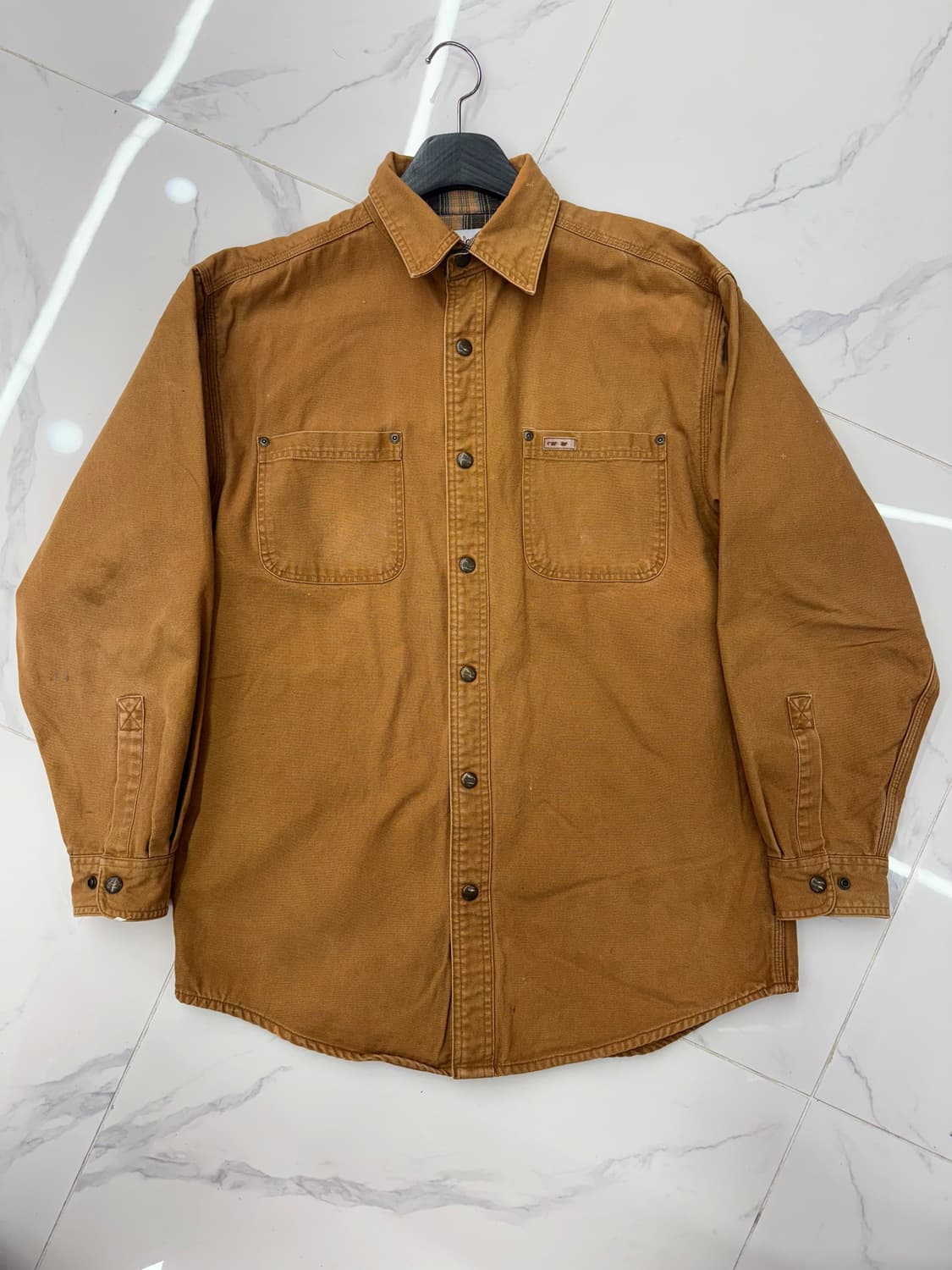 •Carhartt 빈티지 브라운 워크 셔츠 자켓 (헤비 코튼 캔버스) 상품이미지1