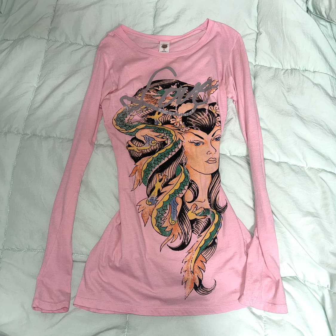 에드하디 갸루 연핑크 긴팔티 긴팔원피스 상품이미지1