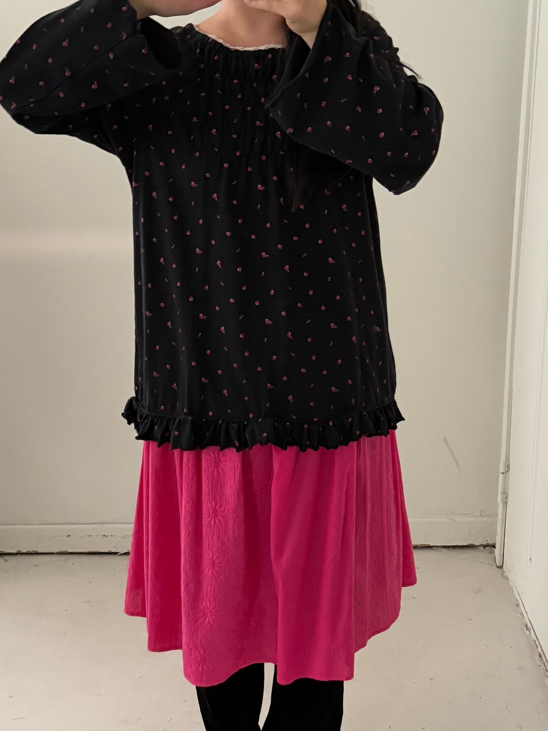 일본빈티지 잔꽃 셔링 롱슬리브 상품이미지2