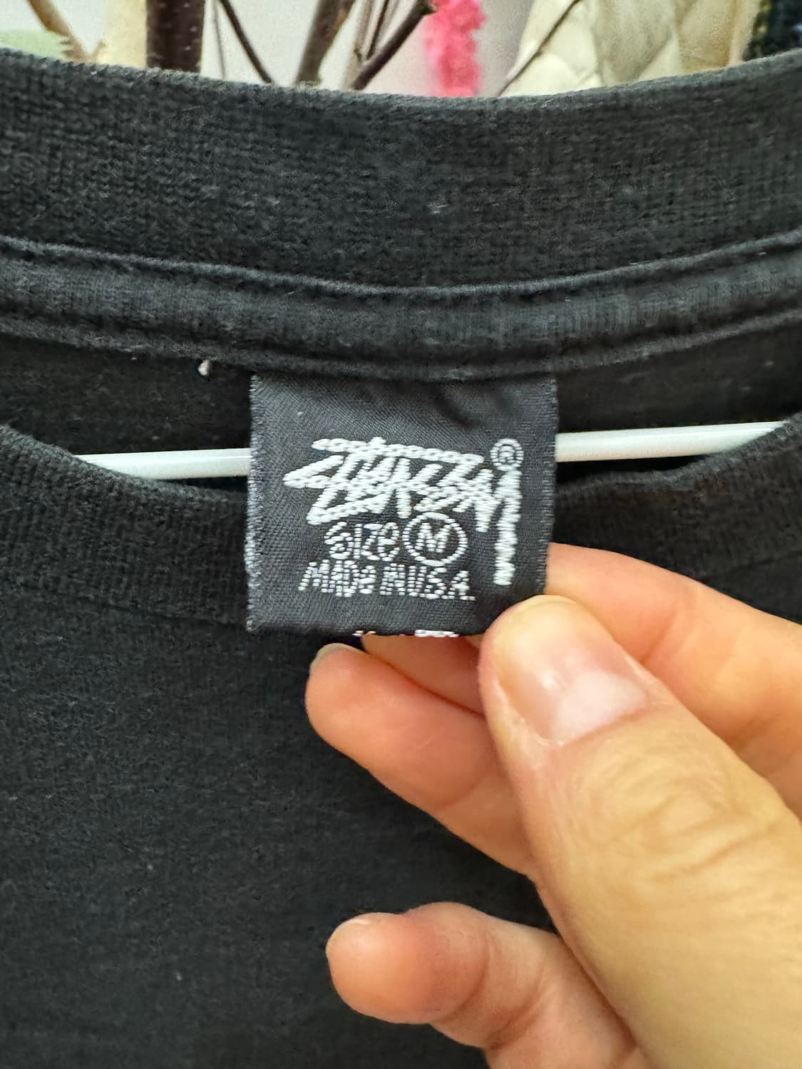 STUSSY 그래픽 백프린트 반팔 티셔츠 (블랙) 상품이미지7