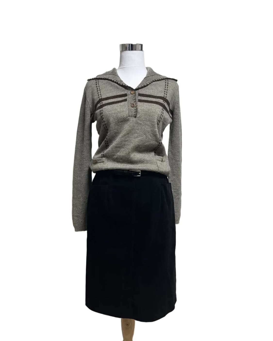 Black suede belted skirt 상품이미지6