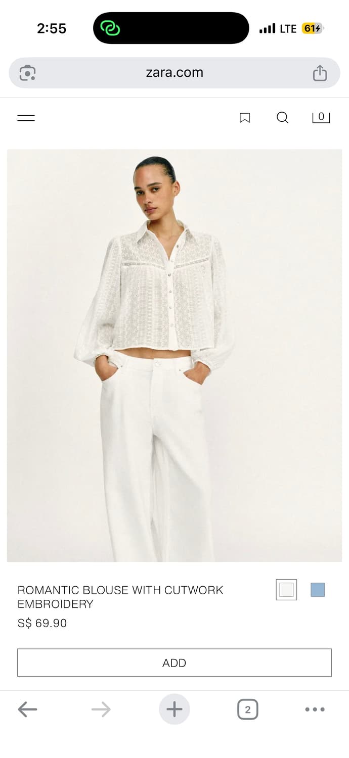 zara 자수 펀칭 셔츠 상품이미지2