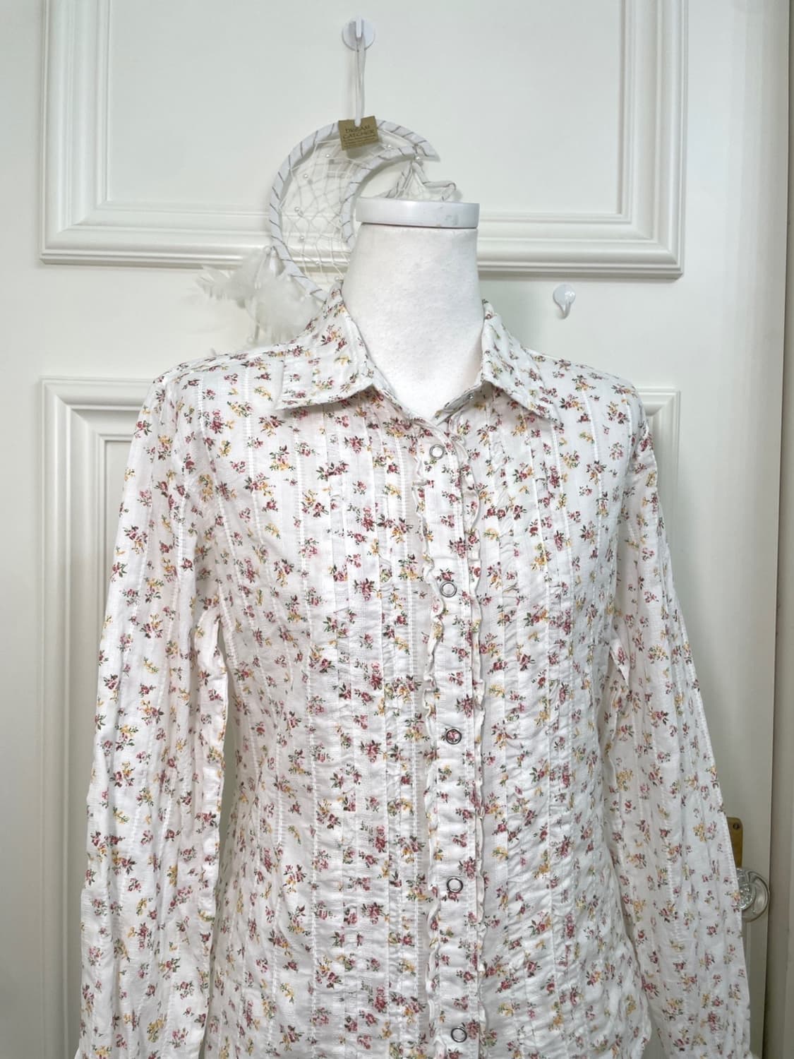 pink flower garden cotton ruffle shirt 상품이미지5