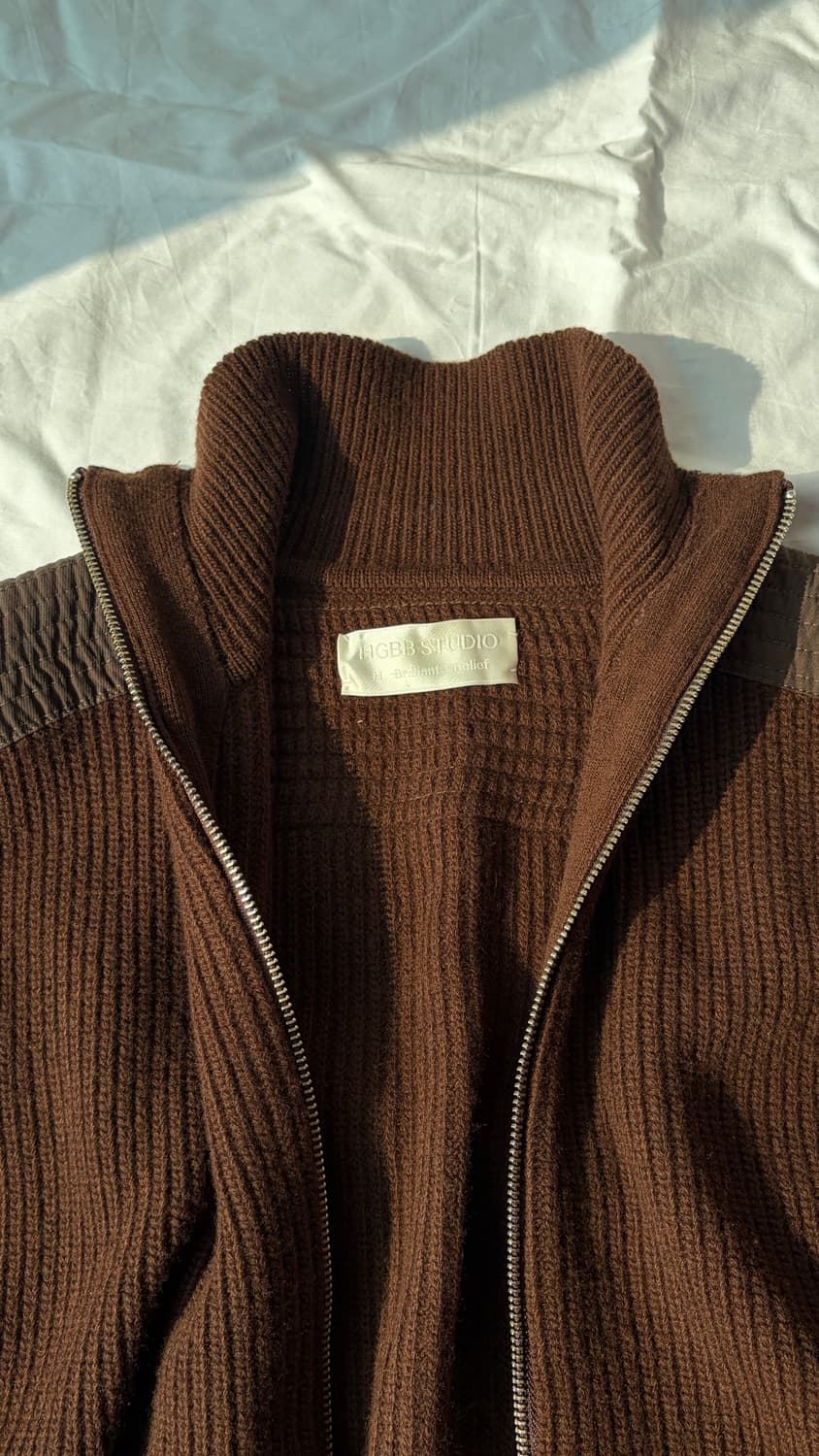 HGBB STUDIO 유콘 니트 집업 브라운 L 상품이미지1