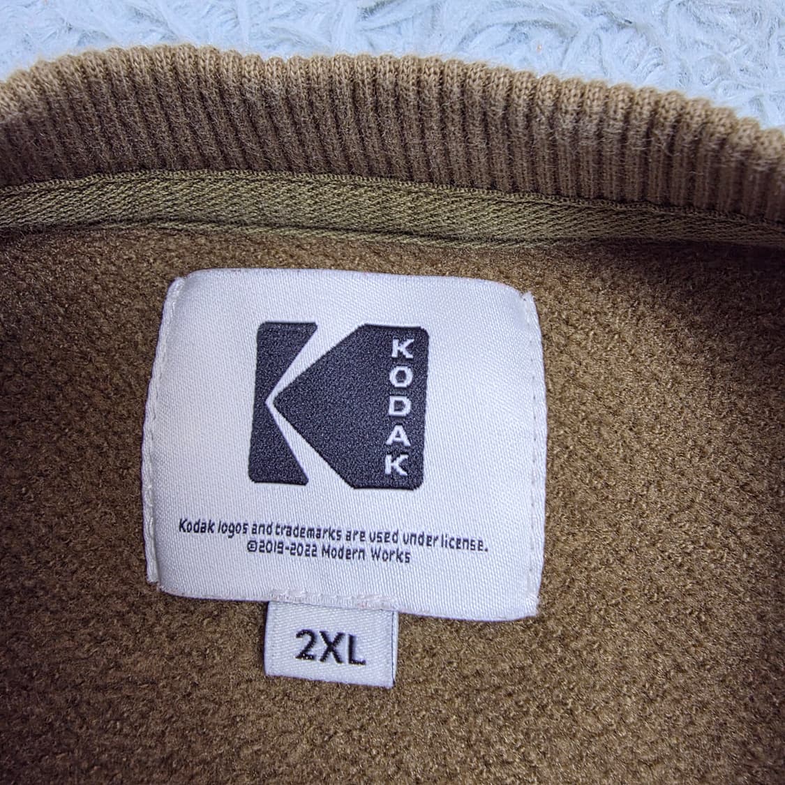 코닥 인스타매틱 오버핏 기모 맨투맨 카키 2XL 상품이미지4