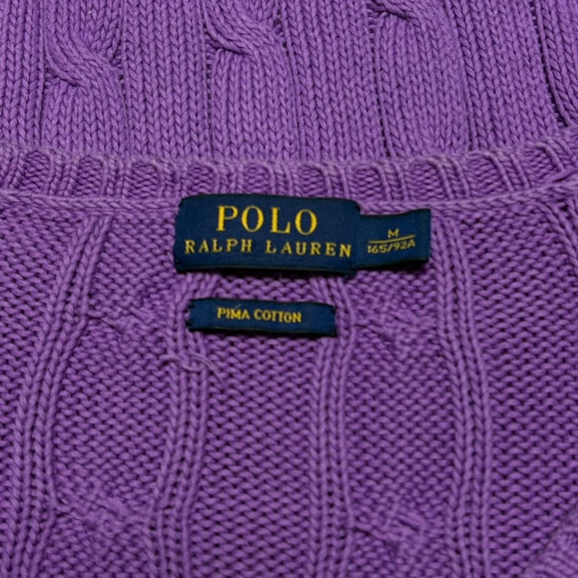 M 폴로랄프로렌 퍼플 브이넥 케이블 니트 상품이미지4