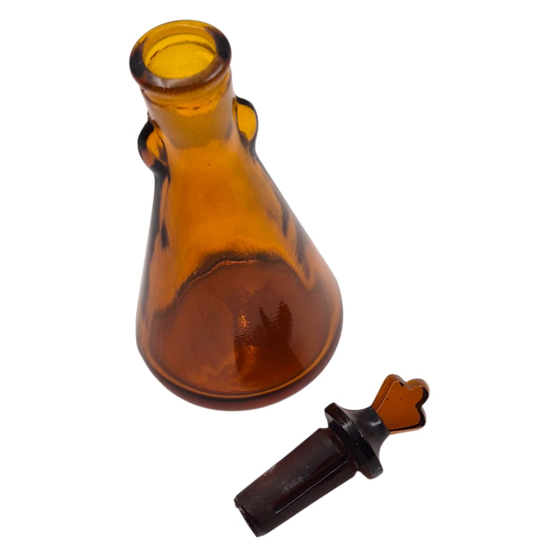 80s 핸드블로운 엠버 보들 하트&클로버 1p 상품이미지4