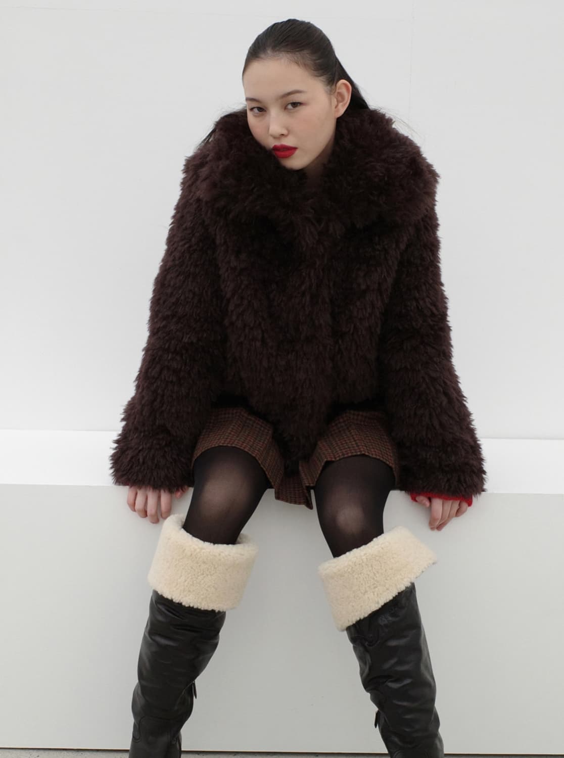 포니테일 퍼자켓 브라운 상품이미지2