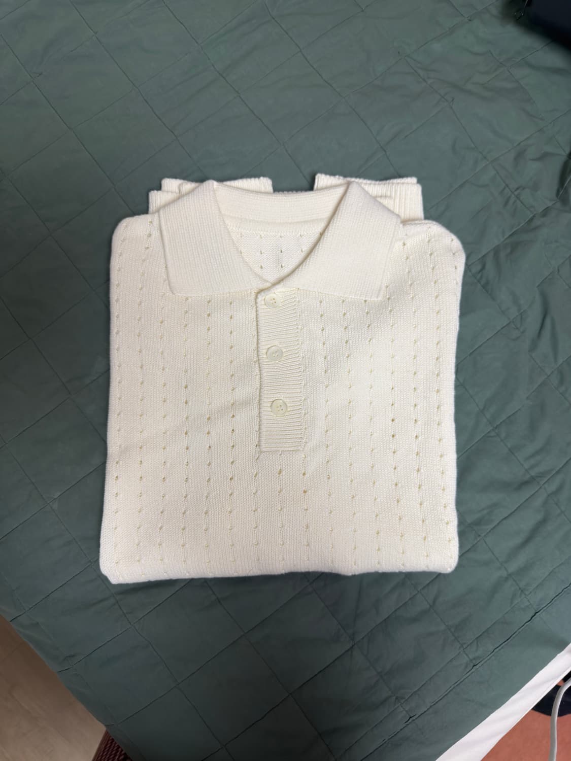 유스 (미착용) 포인텔레 카라 니트 티셔츠 화이트 L 상품이미지1