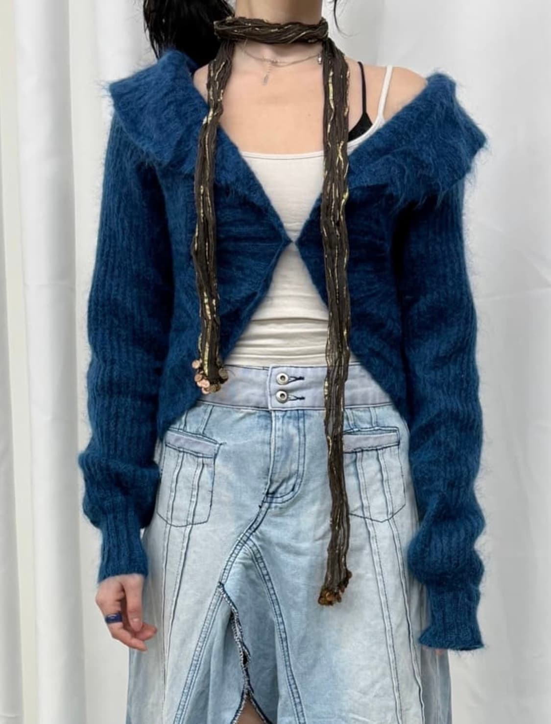 청록 모헤어 볼레로 가디건 상품이미지1