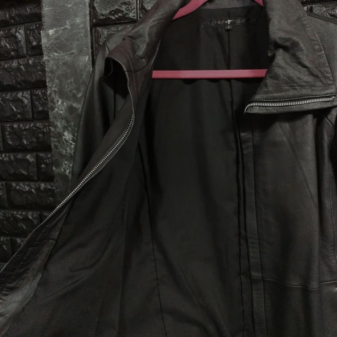 No id. 블랙 레더 자켓 상품이미지5