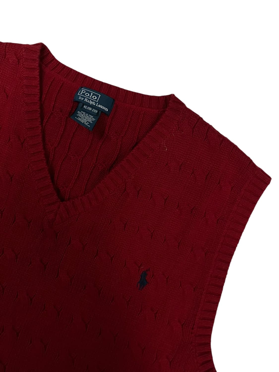폴로 랄프로렌 케이블 니트 베스트 버건디 XL 상품이미지3