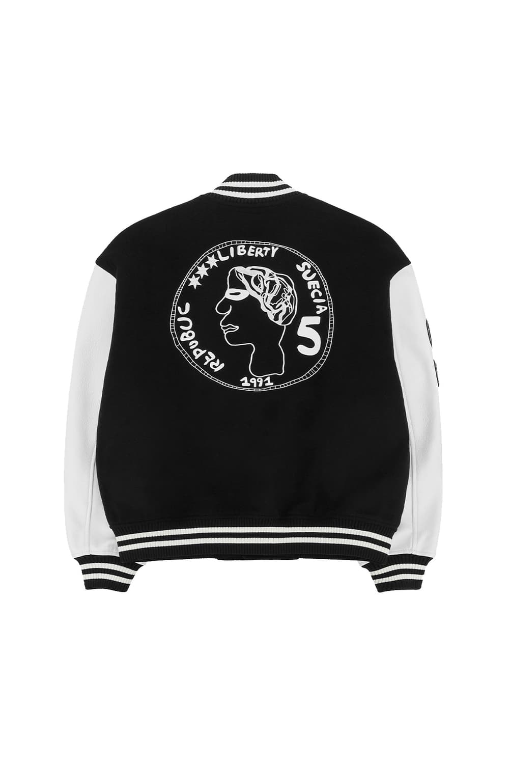 STU X HANK Varsity Jacket Black 상품이미지1