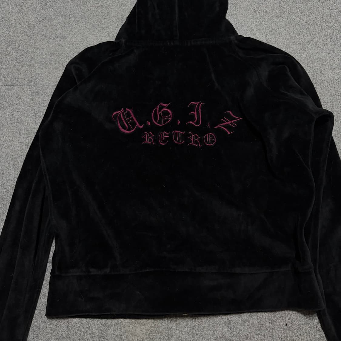 y2k 유지즈 벨벳 블랙 후드집업 90 상품이미지2