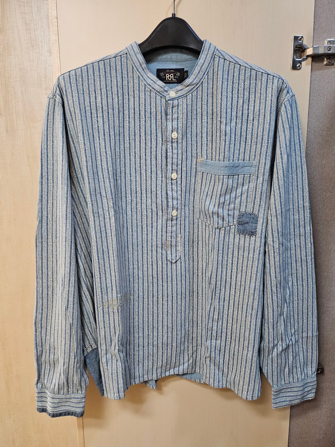 RRL 리페어 리넨 코튼 팝오버 셔츠 XL 상품이미지1