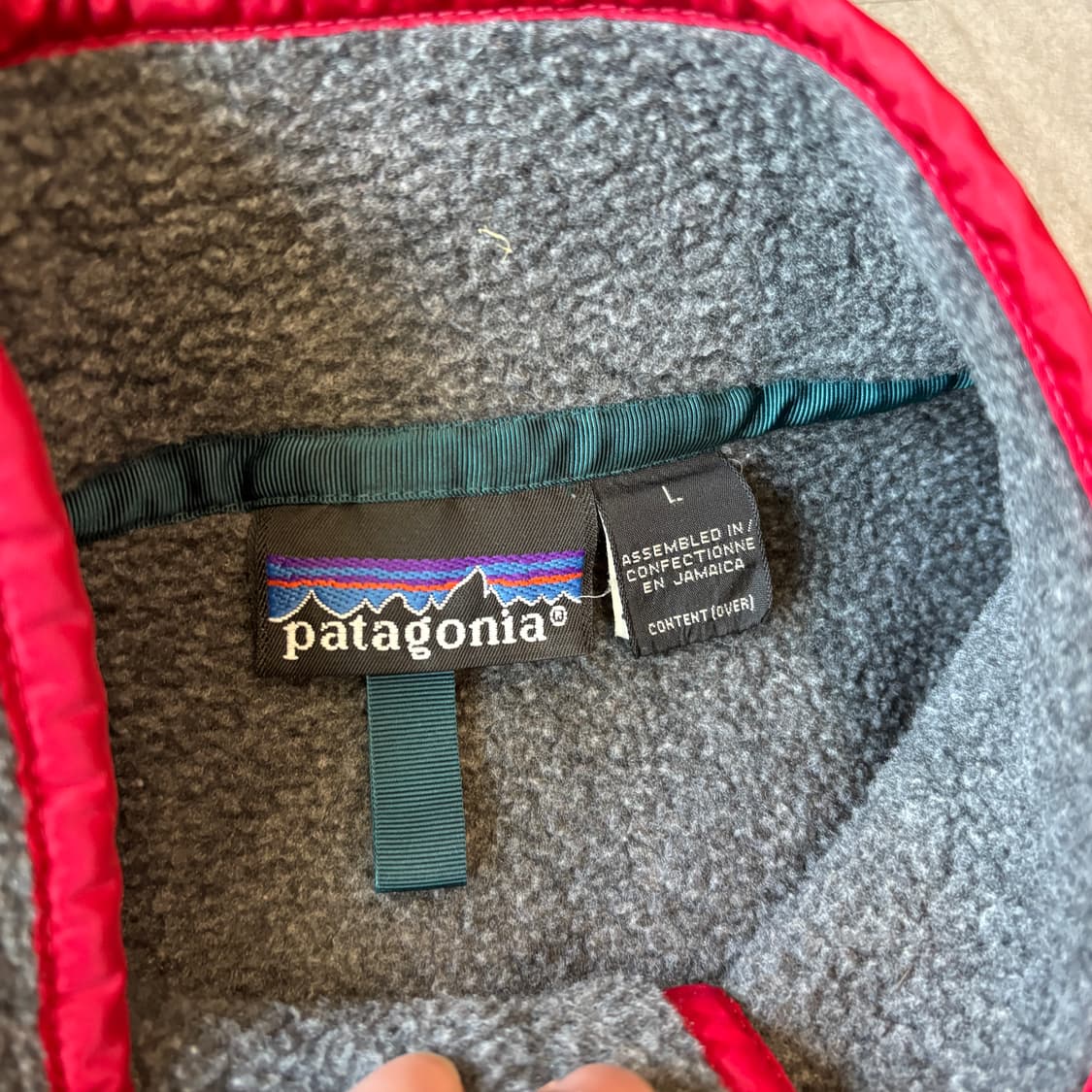 90년대 자메이카 생산 파타고니아 신칠라 그레이 스냅티 상품이미지6