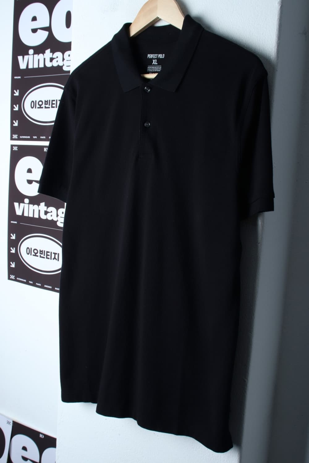 (XL-2XL) 지오다노 반팔 카라 티셔츠 무지 블랙 기본-H32834 상품이미지1