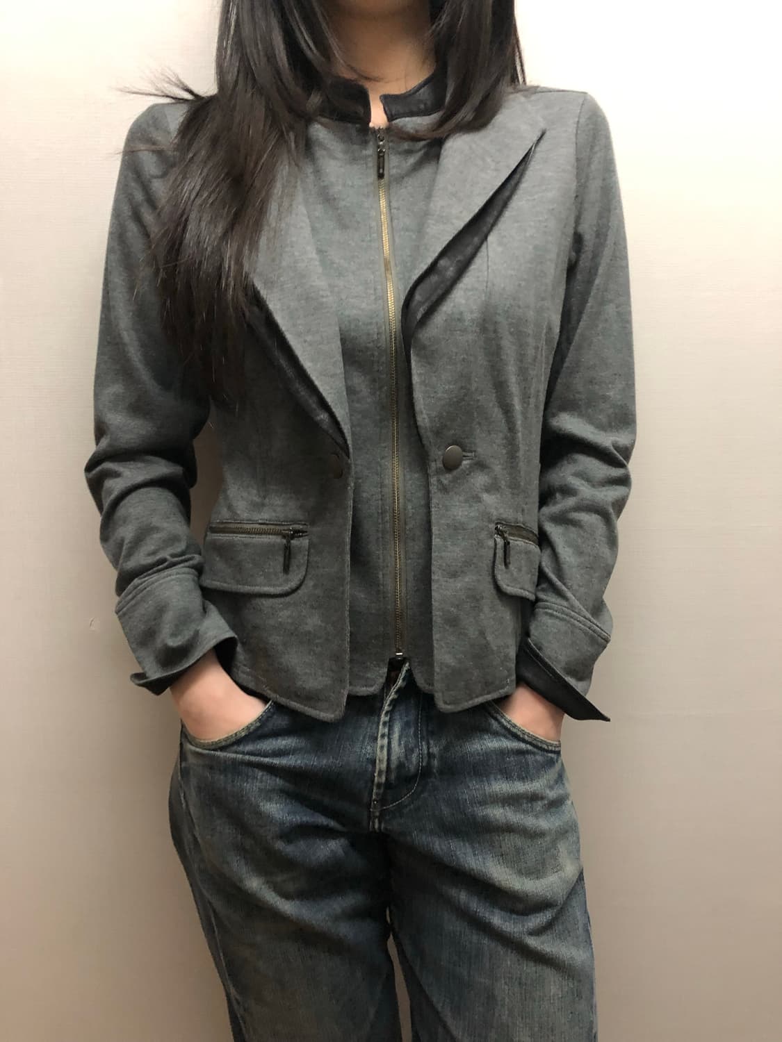 빈티지 그레이 펑크 자켓 상품이미지3