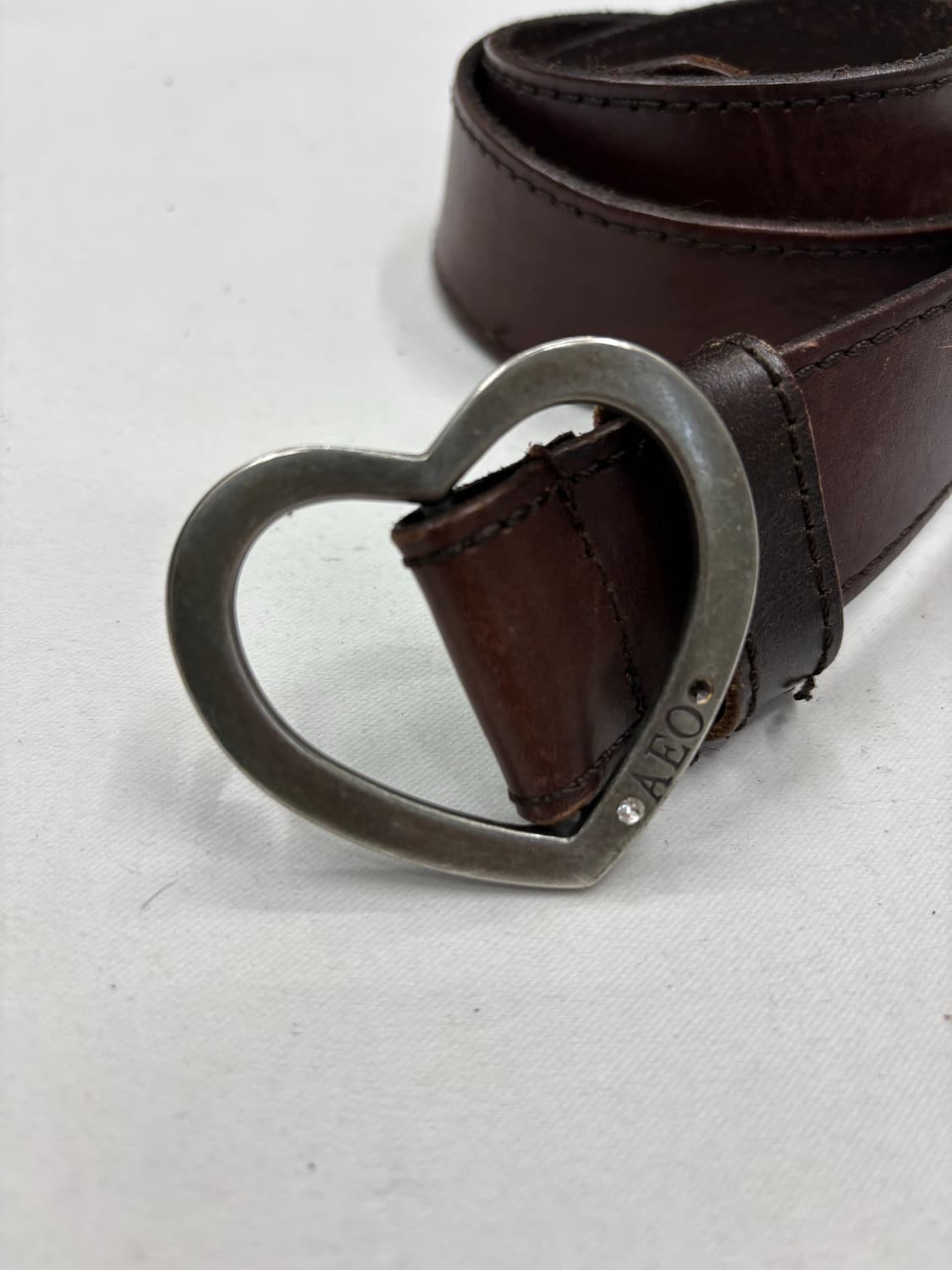 빈티지 웨스턴 하트 버클 브라운 레더 벨트 상품이미지2