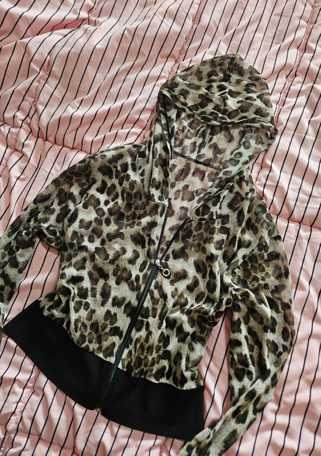 갸루 레오파드 후드집업 호피 송치 갸루펑크 집업 상품이미지1