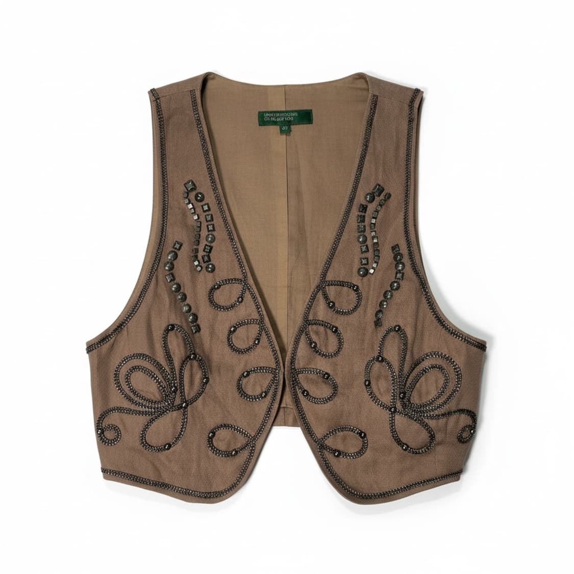 Benetton 베네통 브라운 비즈 크롭 베스트 (빈티지) 상품이미지2