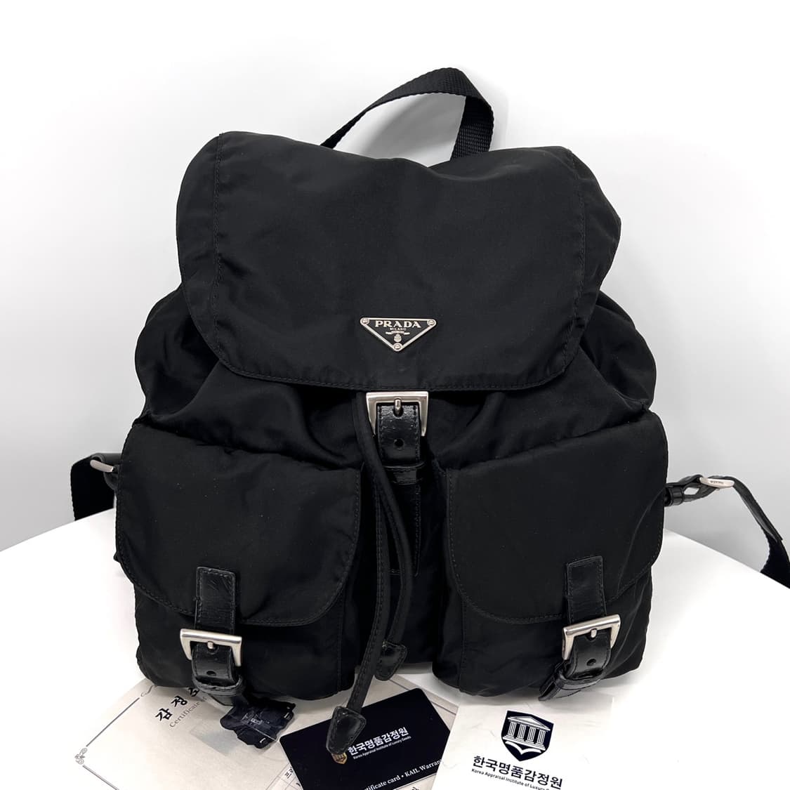 [감정완료] 프라다 삼각로고 나일론 백팩 미듐 블랙  상품이미지3