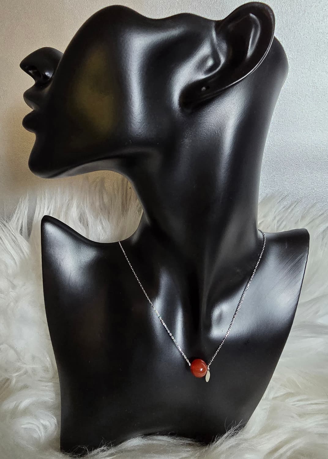 써지컬스틸 원석목걸이_홍마노 상품이미지1