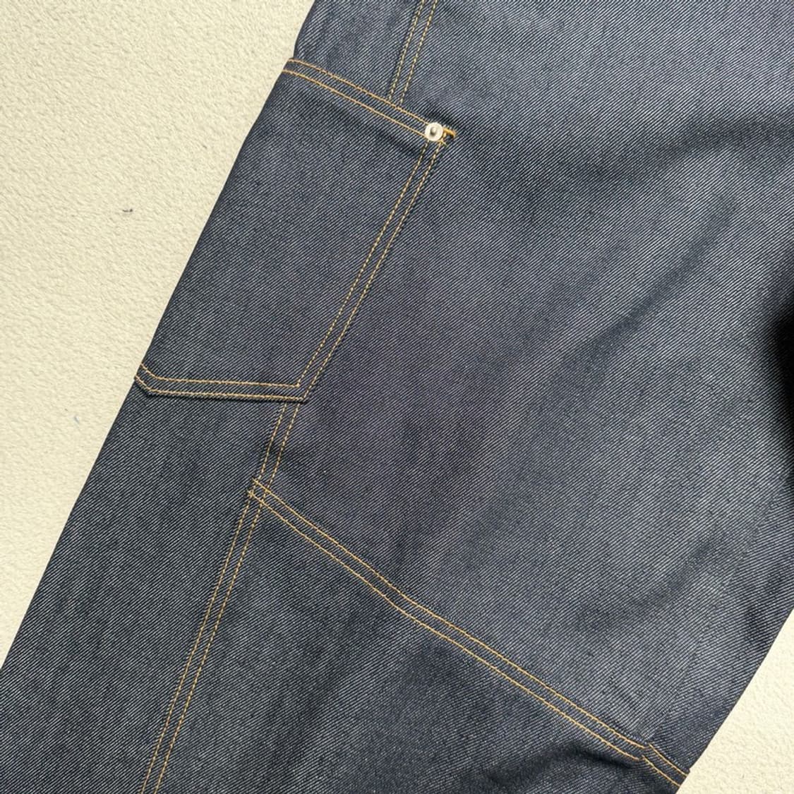 새상품 보세 사선 버튼 벨트 데님 카펜터 팬츠 블루 OS 상품이미지4