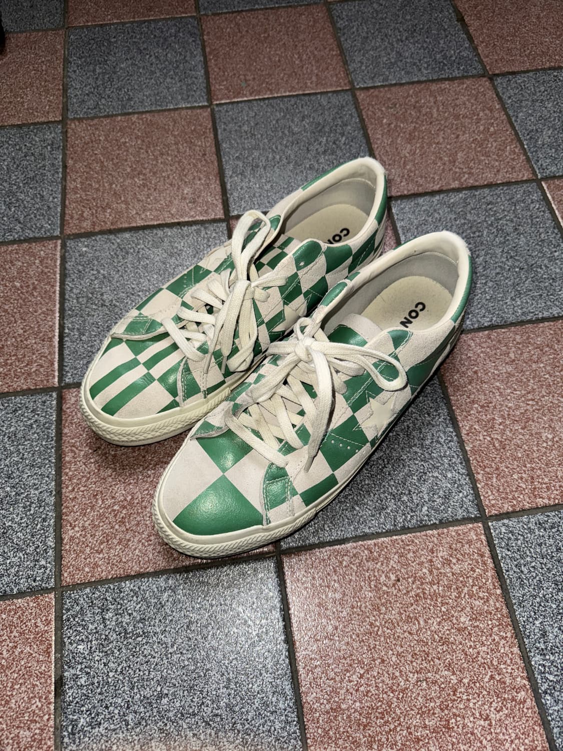 컨버스 원스타 로우 블록 화이트 미디움 그린 스니커즈 상품이미지2