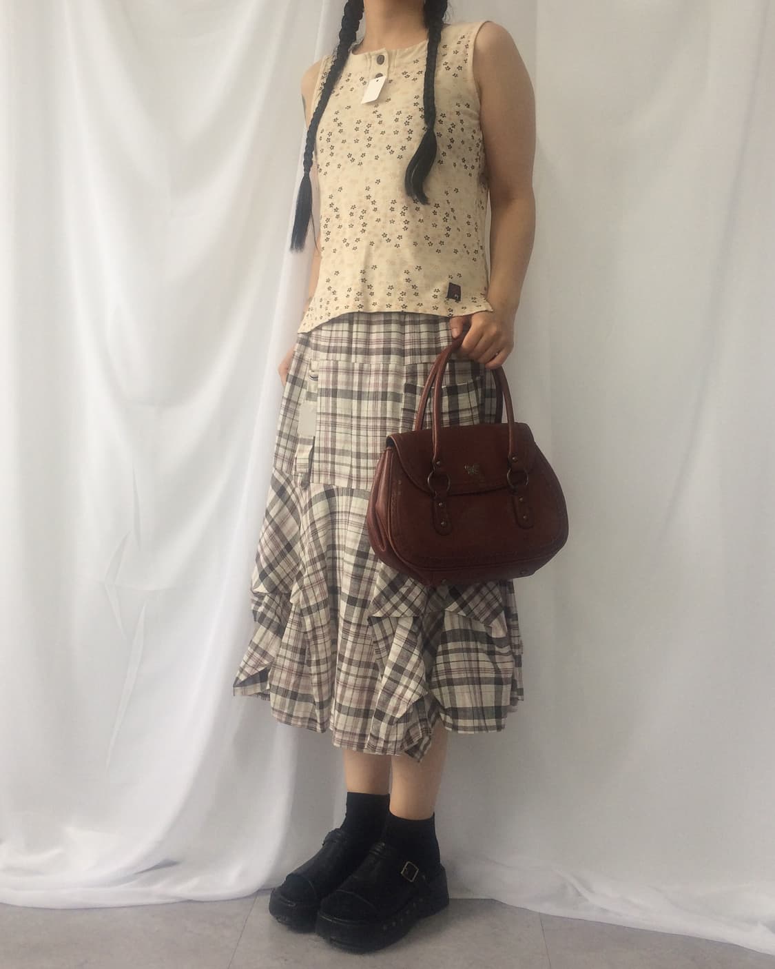 Button point flower pattern sleeveless 상품이미지6