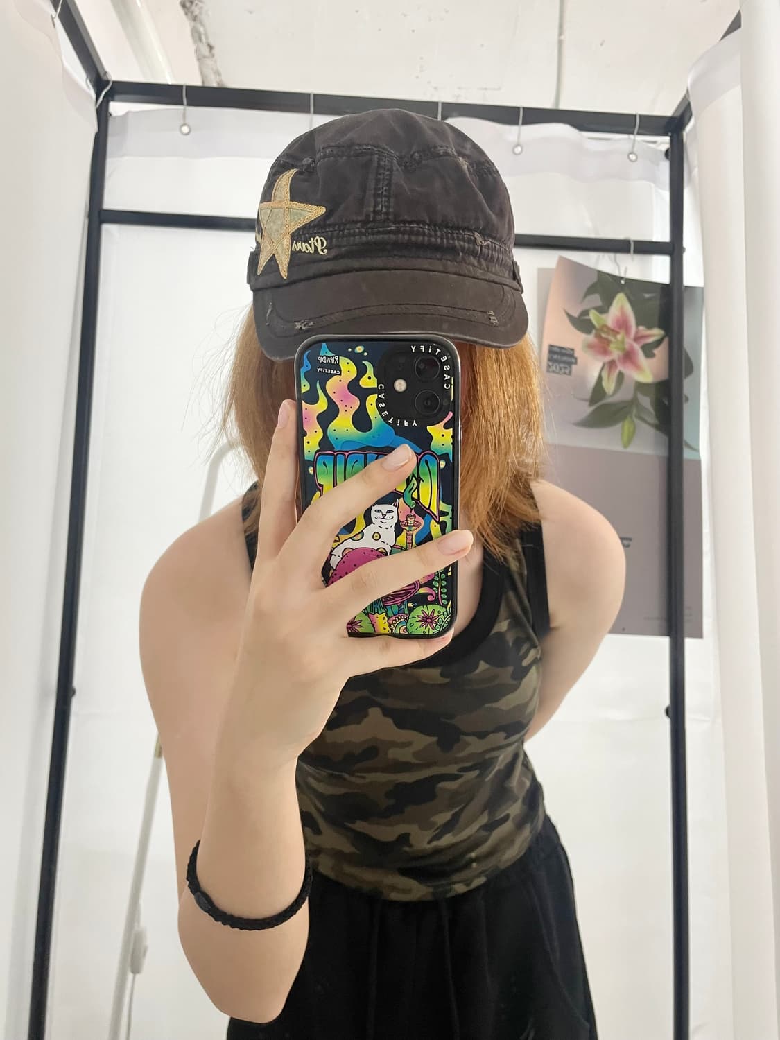 브라운 스타 패치 버튼 헌팅캡 상품이미지3